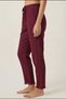 Burgundy 100% Cotton Muslin Fabric Ankle-Length Trousers - Elastic Waist, Narrow Leg, Women's Trousers - 4