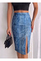 Women's Elastic Waist, Front Slit, Standard Size Sml Compatible, Midi Length Pencil Skirt, Length 70 cm - 2