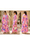 Pink Marble Print Tiered Casual Dress