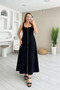 Women's Strap Square Neck Front Zipper Wide Cut Janjan Crepe Dress - 3