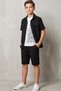 6-15 Years Old Boys' Tie-Waist Shorts T-Shirt Shirt 3-Piece Set - 2