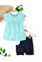 Baby Girl 3-Piece Summer Set with Strap Bodysuit and Shorts, 3-6-9-12-18-24 Months - 2