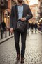 Men's Leather Black Multi-Compartment Medium Size Shoulder and Hand Bag - 2