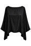4907 Women's Scarf Collar Draped Blouse Wide Leg Pants Set Black - 2