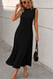 Women's Ribbed Front Crew Neck Long Viscose Dress - 2
