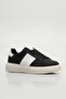 Women's Black/White Leather Sneaker - Thick Soled Casual Daily Shoes - 3
