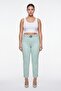 Women's Mint Summer Slim Trousers with Belt and Embroidery Detail