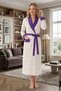 New Season Purple Shawl Collar Patterned Pocket Detailed Special Design Large Size (Oversized) Long Dressing Gown - 4