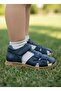 1413 Orthopedic 100% Genuine Leather Boys' Navy Blue Corset Sandals