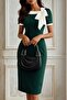 Women's Short-Sleeved Collar-Decorated Lace-Up Short Imported Crepe Dress