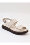 D26Ys 2745 Cream Genuine Leather Velcro Women's Sandals - 6