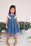 Girl's Denim Dress with Lace Collar Detail, Buttoned Layered Skirt, Casual Stylish Jean Dress