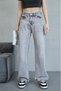 Women's Gray Color High Waist 100% Koton Baggy Pants