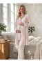 New Season Soft Textured Front Buttoned Maternity Pajama Set with Dressing Gown