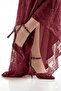 Lace Detailed Bitter Brown Pointed Toe Thin Heeled Women's Shoes - 5