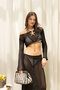 Forio Black Knitwear Crop Skirt Set