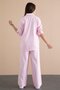 Pink Stripe Patterned Shirt and Wide Leg Pants, Girl's 3-Piece Set 24078 - 8
