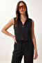 Linen Top and Bottom Set with Gold Accessories Laz0001 Black - 4