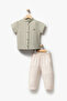 Boy's Striped Knitwear Shirt Pants 2-Piece Set 3712 - 4