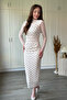 Drapeli Polka Dot Patterned Midi Tulle Ecru Dress - 7