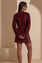 كيمونو نسائي قصير ذو قصة مستقيمة باللون الأحمر الداكن - 6