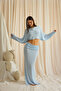 Naval Blue Crop Skirt Knitwear Set - 6