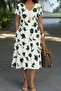 Women's Short Sleeve V-Neck Pocket Detailed Patterned Single Jersey Dress