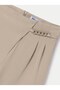 Girl's Chain Detailed Fabric Trousers 10-16 Years Old Stone - 5