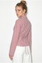 Women's Red V-Neck Knot Detailed Striped Waist Fitted Poplin Shirt Dg261026 60286238 - 4