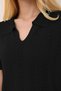 Polo V-Neck Short Sleeve Openwork Leaf Patterned Summer Fresh Airy Viscose Knitwear T-Shirt - 6