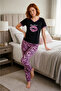 V-Neck Long Comfortable Cotton Pajama Set 41705 Purple - 6