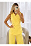 Double-Breasted Collar Gold Buttoned Vest Trousers Blazer Suit - 3