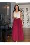 Burgundy Belted Flared Skirt