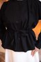 Black Shirt with Gathered Waist and Pleated Detail on the Shoulder - 4