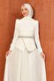 Ecru Stone Detailed Belted Evening Dress - 2
