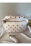 Women's White Studded Handbag Trok Detailed Baguette Shoulder Bag Soft Leather Look Stylish Bag - 4
