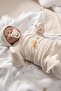 Natural Modal Cotton Newborn Double-Breasted Bodysuit Long Sleeve Snap Fastener Kimono Bodysuit L Safari Ecru - 3