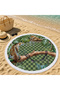 Green Forest and Wild Tiger Patterned 150 cm Round Beach Towel