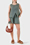 Asymmetric Cut Button Detailed Linen Blouse Bluz 69914928 - 2