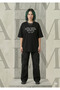 Unisex Şebnem Ferah Oversize Crew Neck Black T-Shirt