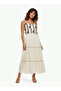 Tiered Midi Strappy Dress with Embroidered Design - 3