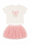 Girl's Set with Bow Patterned Balloon Skirt - 2