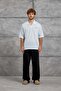 Men's T-Shirt Flamli Fabric Oversized Polo Baby Blue Oversized Polo Collar