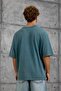 Men's T-Shirt with Letter Stitching, Washable, Green, Oversize, Crew Neck, Cotton - 3