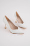 White Leather Stiletto 8.5 cm V Model Wedding Dress Gold Detailed Women's Special Heel New Season Evening Dress Office Daily Premium Product - 5