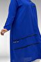 68031 Plus Size Linen Shirt with Stripe Detail - Cobalt Blue - 2