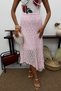 Women's Lace Skirt Lined Midi Length High Waist Textured Summer Long Skirt - 4