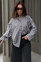 Black Oversize Checkered Women's Shirt Mg2822 - 2