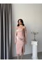 Powder-Colored Gloved and Scarf-Strapped Midi Evening Dress - 2
