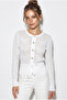 Women's White Waist-Tied Openwork Thin Cardigan Th261020 60286221 - 3
